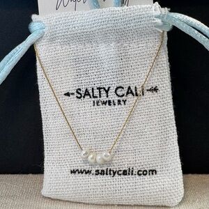 Salty Cali Ocean’s Whisper Pearl Necklace Gold Water Friendly